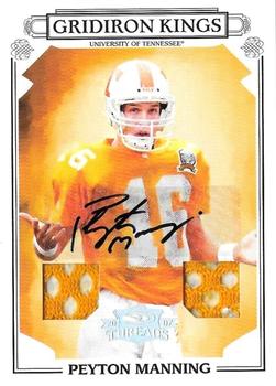 2007 Donruss Threads - College Gridiron Kings Material Autographs #CGK-38 Peyton Manning Front