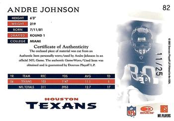 2007 Donruss Threads - Jerseys Prime #82 Andre Johnson Back