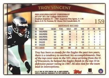 1998 Topps #159 Troy Vincent Back