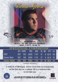 1998 Topps Gold Label #39 Brian Griese Back