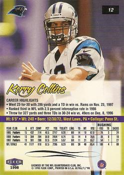 1998 Ultra #12 Kerry Collins Back