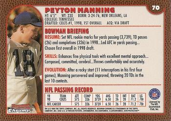 1999 Bowman Chrome #70 Peyton Manning Back
