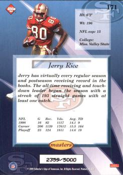 1999 Collector's Edge Masters #171 Jerry Rice Back