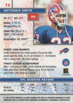 1999 Finest #72 Antowain Smith Back