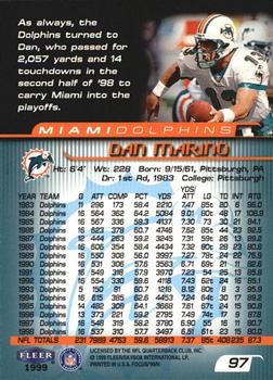 1999 Fleer Focus #97 Dan Marino Back