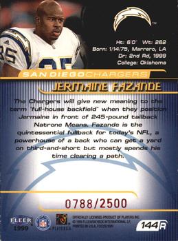 1999 Fleer Focus #144R Jermaine Fazande Back