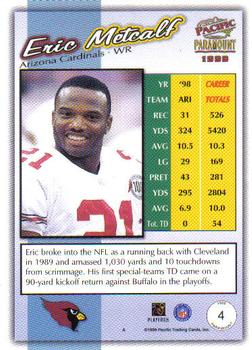 1999 Pacific Paramount #4 Eric Metcalf Back