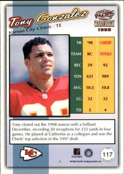 1999 Pacific Paramount #117 Tony Gonzalez Back