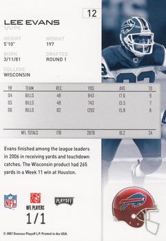 2007 Playoff NFL Playoffs - Platinum #12 Lee Evans Back