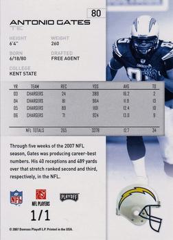 2007 Playoff NFL Playoffs - Platinum #80 Antonio Gates Back