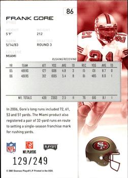 2007 Playoff NFL Playoffs - Silver Metalized #86 Frank Gore Back