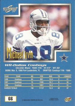 1999 Score #66 Michael Irvin Back