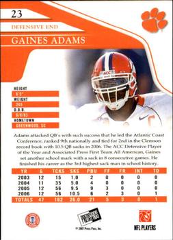 2007 Press Pass - Reflectors #23 Gaines Adams Back