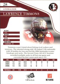 2007 Press Pass - Reflectors #28 Lawrence Timmons Back