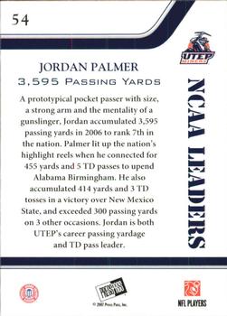 2007 Press Pass - Reflectors Blue #54 Jordan Palmer Back