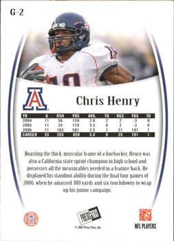 2007 Press Pass Legends - Gold #G-2 Chris Henry Back