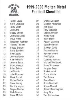 1999 SkyBox Molten Metal #NNO Checklist: 1-106 Front