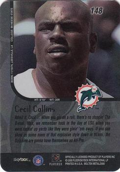 1999 SkyBox Molten Metal #148 Cecil Collins Back