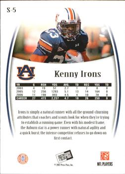 2007 Press Pass Legends - Silver #S-5 Kenny Irons Back