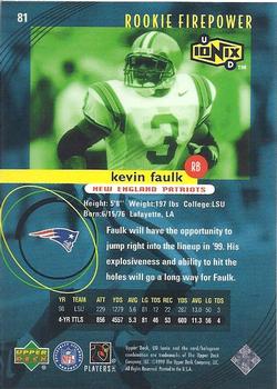 1999 UD Ionix #81 Kevin Faulk Back