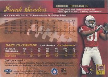 1999 Ultra #53 Frank Sanders Back