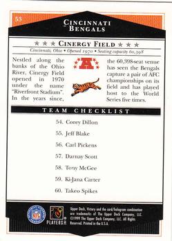 1999 Upper Deck Victory #53 Cincinnati Bengals Checklist Back