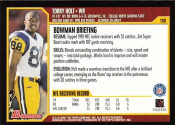 2000 Bowman #108 Torry Holt Back