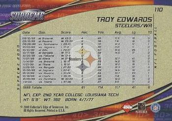 2000 Collector's Edge Supreme #110 Troy Edwards Back