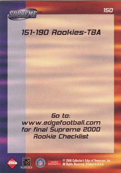 2000 Collector's Edge Supreme #150 Checklist 2: 101-190 Back