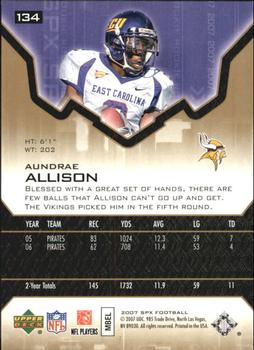 2007 SPx - Gold Rookies #134 Aundrae Allison Back