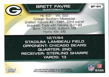 2007 Topps - Brett Favre Collection #BF-64 Brett Favre Back
