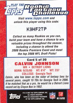 2007 Topps - Rookie Fantasy Challenge #5 Calvin Johnson Back