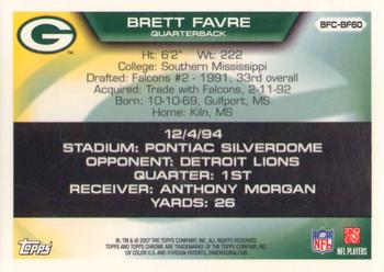 2007 Topps Chrome - Brett Favre Collection #BFC-BF60 Brett Favre Back