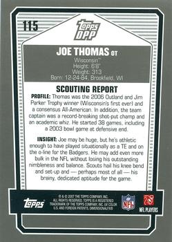 2007 Topps Draft Picks & Prospects - Chrome Black #115 Joe Thomas Back