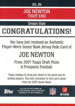 2007 Topps Draft Picks & Prospects - Senior Standout Jersey #SS-JN Joe Newton Back