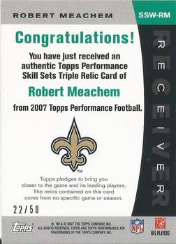 2007 Topps Performance - Skill Sets Receivers Triple Relics Bronze #SSW-RM1 Robert Meachem Back