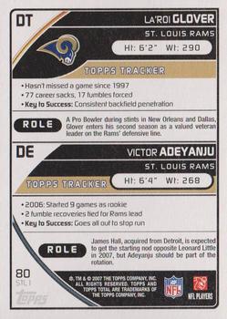 2007 Topps Total - Blue #80 Victor Adeyanju / La'Roi Glover Back