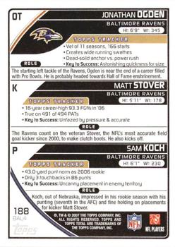 2007 Topps Total - Blue #188 Sam Koch / Jonathan Ogden / Matt Stover Back