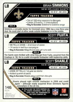 2007 Topps Total - Gold #146 Brian Simmons / Scott Shanle / Scott Fujita Back