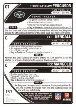 2007 Topps Total - Gold #153 D'Brickashaw Ferguson / Nick Mangold / Pete Kendall Back