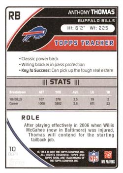 2007 Topps Total - Red #10 Anthony Thomas Back