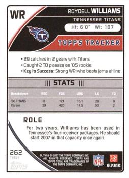 2007 Topps Total - Red #262 Roydell Williams Back
