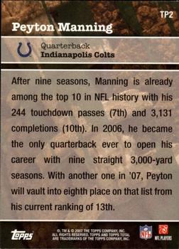 2007 Topps Total - Total Production #TP2 Peyton Manning Back