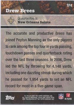 2007 Topps Total - Total Production #TP4 Drew Brees Back