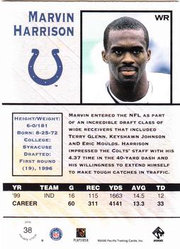 2000 Pacific Private Stock #38 Marvin Harrison Back