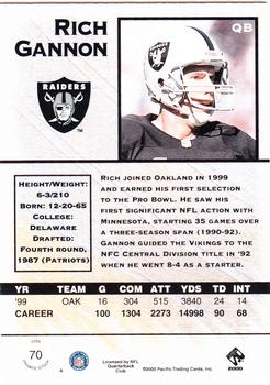 2000 Pacific Private Stock #70 Rich Gannon Back