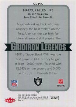 2007 Ultra - Gridiron Legends #GL-MA Marcus Allen Back