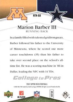 2007 Upper Deck - College to Pros #NTN-BA Marion Barber Back