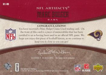 2007 Upper Deck Artifacts - NFL Artifacts Red #NFL-MB Marc Bulger Back