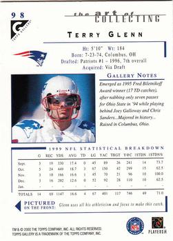 2000 Topps Gallery #98 Terry Glenn Back